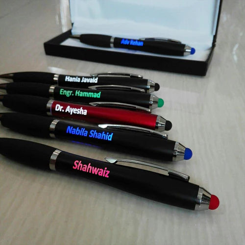Multi Color Light Name Stylus Pen